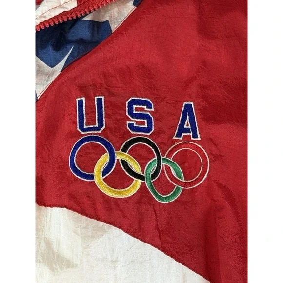 Vintage Starter USA Olympics American Flag AOP Embroidered Windbreaker Size XL - Picture 4 of 7
